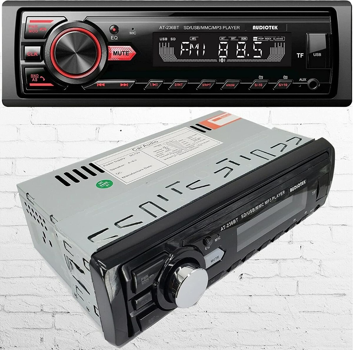Audiotek AT-236BT Car Stereo Audio FM Aux SD USB MP3 Input Bluetooth (FVS015448)