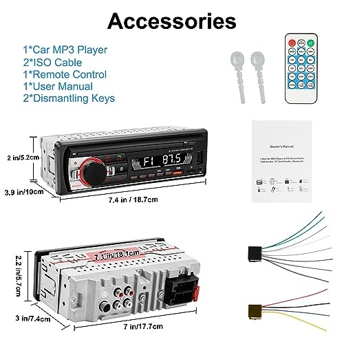 Single Din Car Stereo Bluetooth Car Radio, Car Audio with Handsfree and App