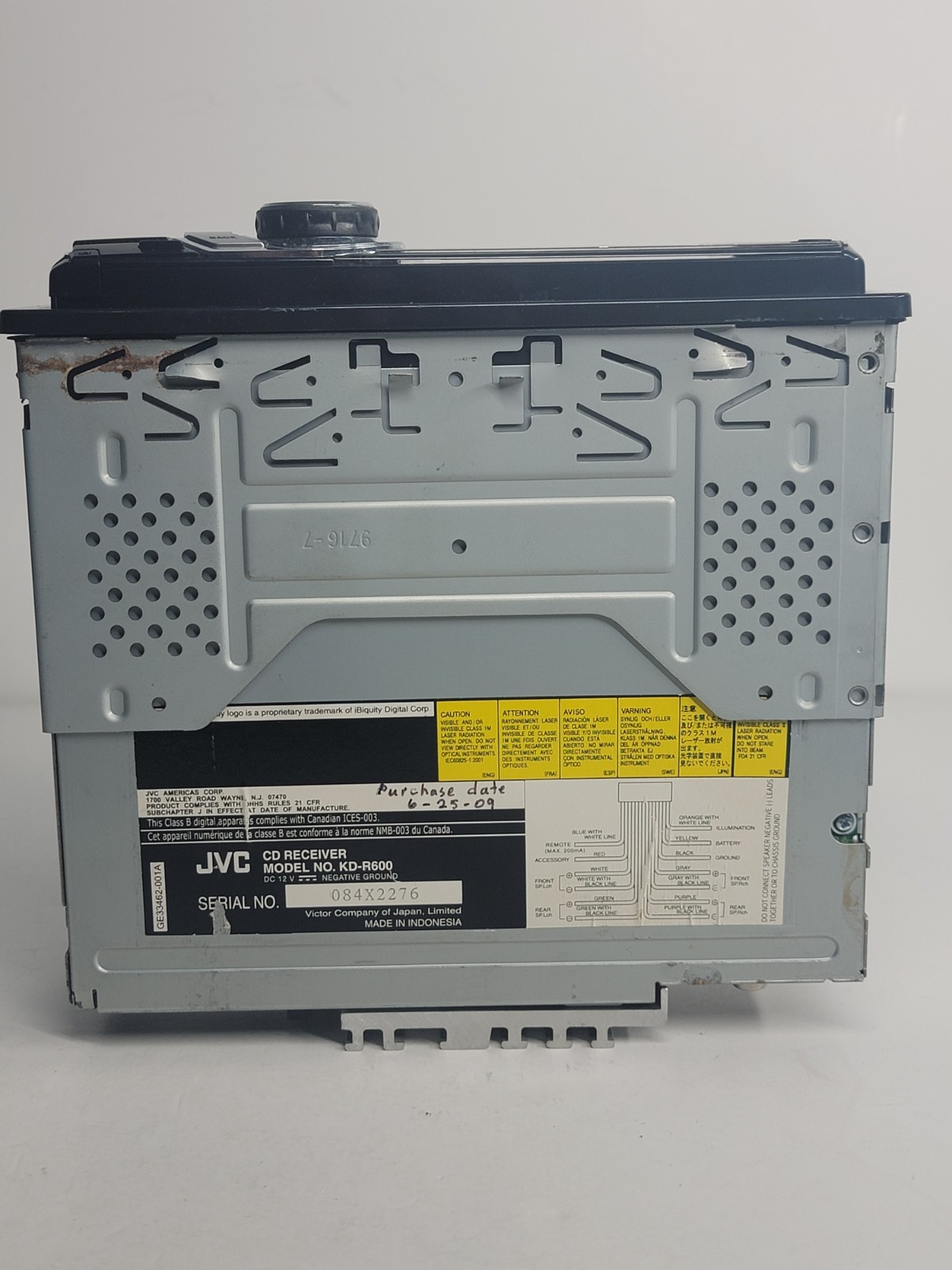 JVC KD-R600 CAR RADIO USB AUX SINGLE – PARTS OR REPAIR