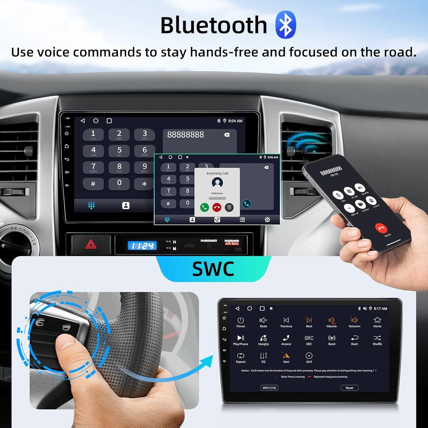Toyota Tacoma 2005-2015 Android 15 Car Stereo 2+64G Carplay w 9″ Touchscreen