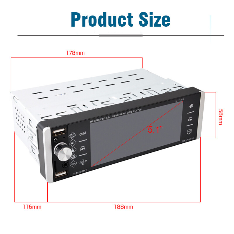 Single 1Din Touch Screen IPS Car Radio 5.1 Inch Mirror link FM/AM Bluetootn4.2