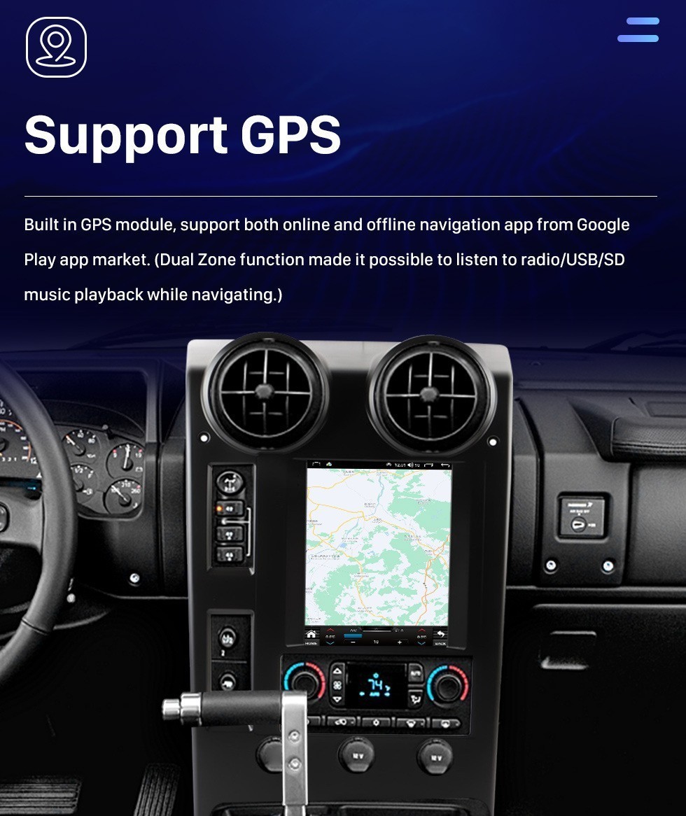 9.7″ For Hummer H2 2002-2007 Android 13 Car Radio Stereo GPS Navi Carplay 4+32GB