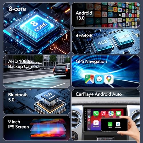 8 Core 4+64GB Car Radio Stereo Upgrade for Ford F150 2009 2010 2011 2012, Plug