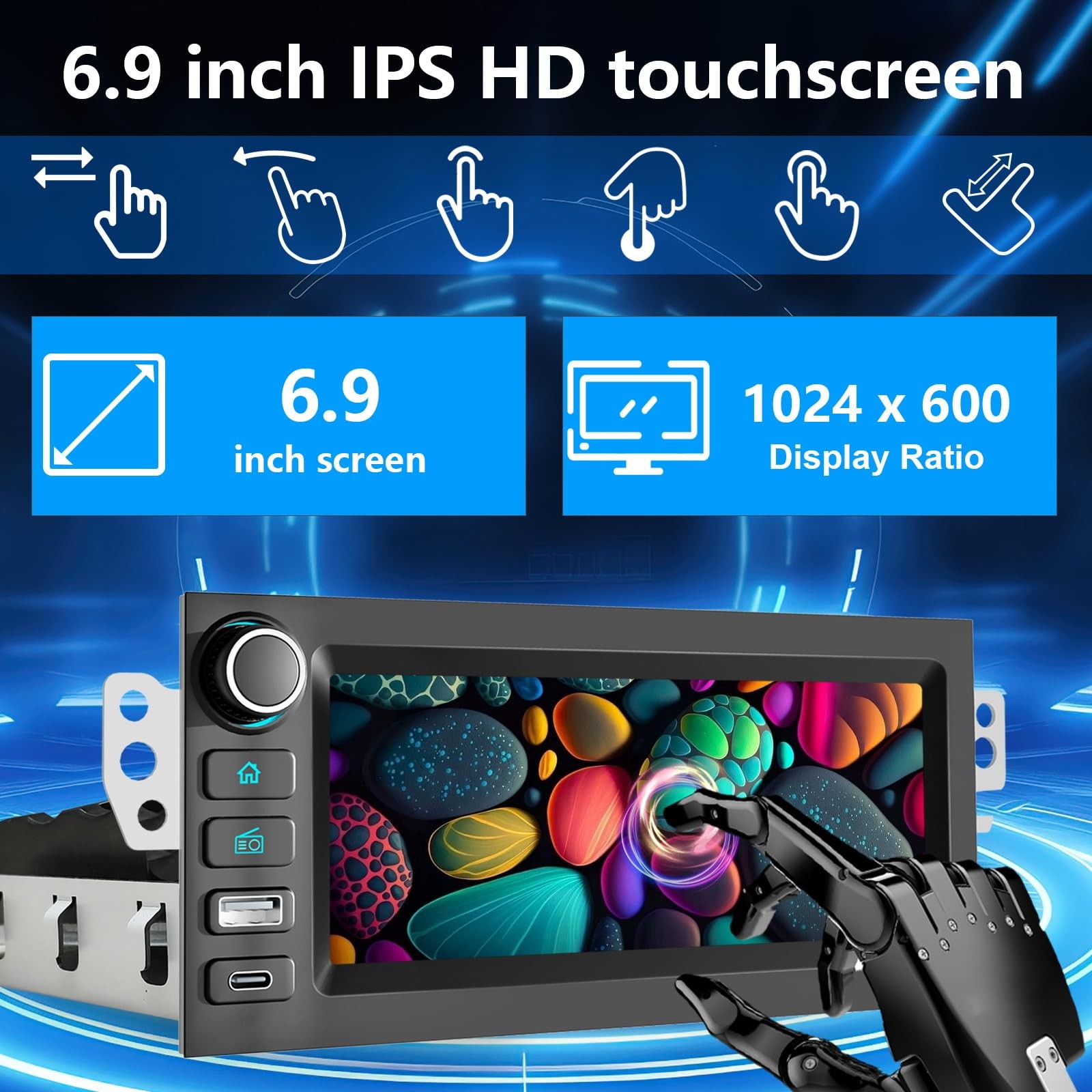 Plug & Play Car Radio for Chevy Camaro S10 Blazer 6.9″ Touch Screen Bluetooth