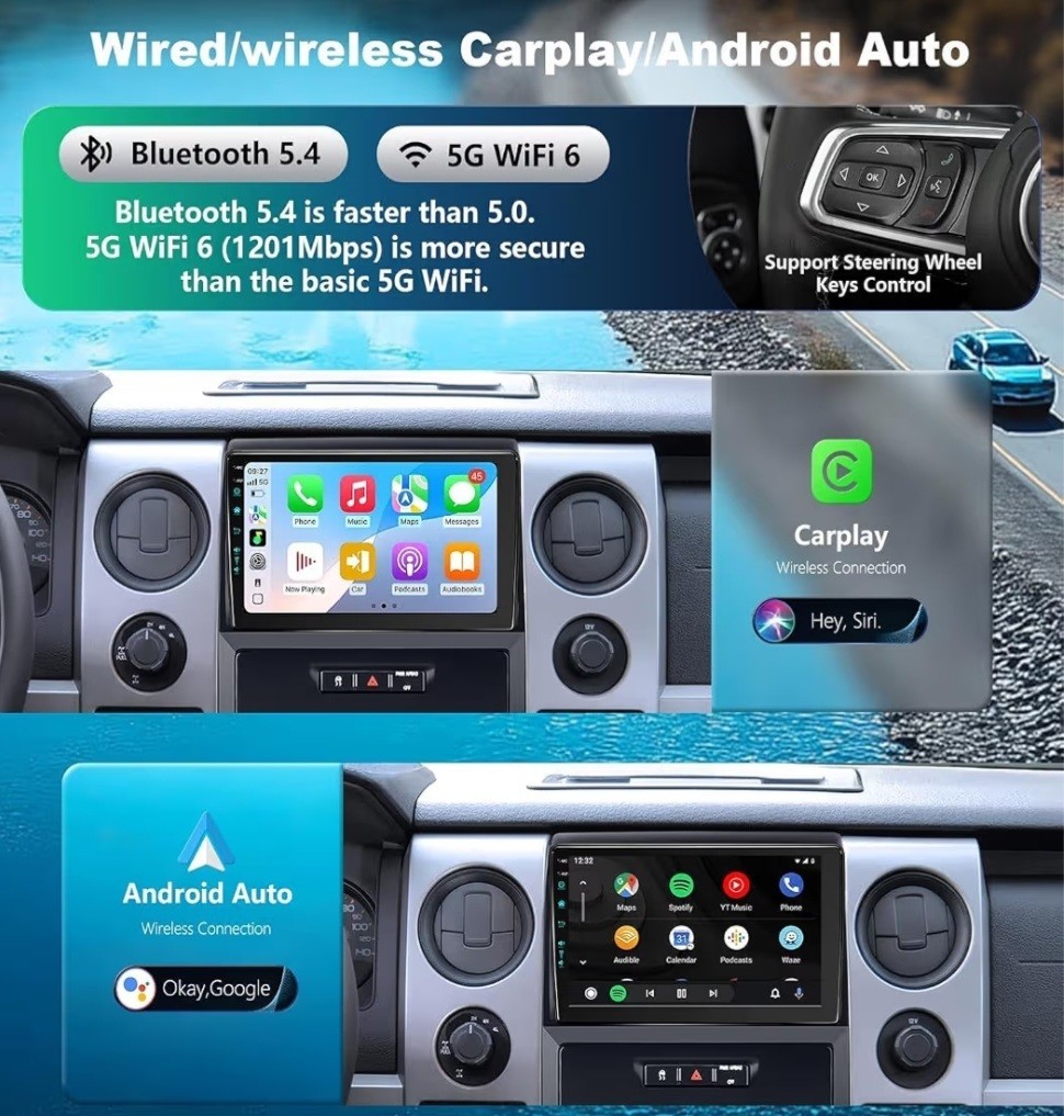 9″ Android 13 Car Stereo 2009-2012 Ford F-150 CarPlay 4GB+64GB QLED Radio NEW