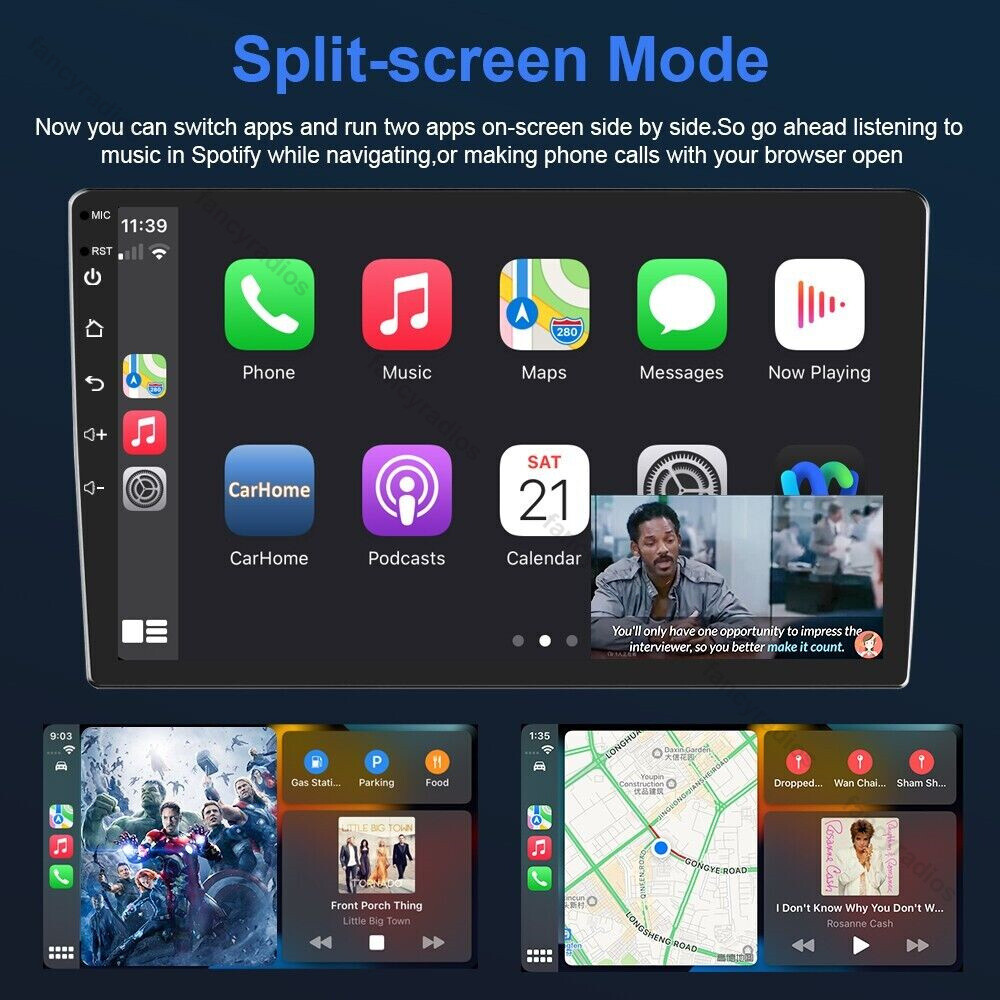9″ Double 2DIN Android 11 Apple CarPlay Car Stereo Radio GPS Navi WiFi BT FM RDS