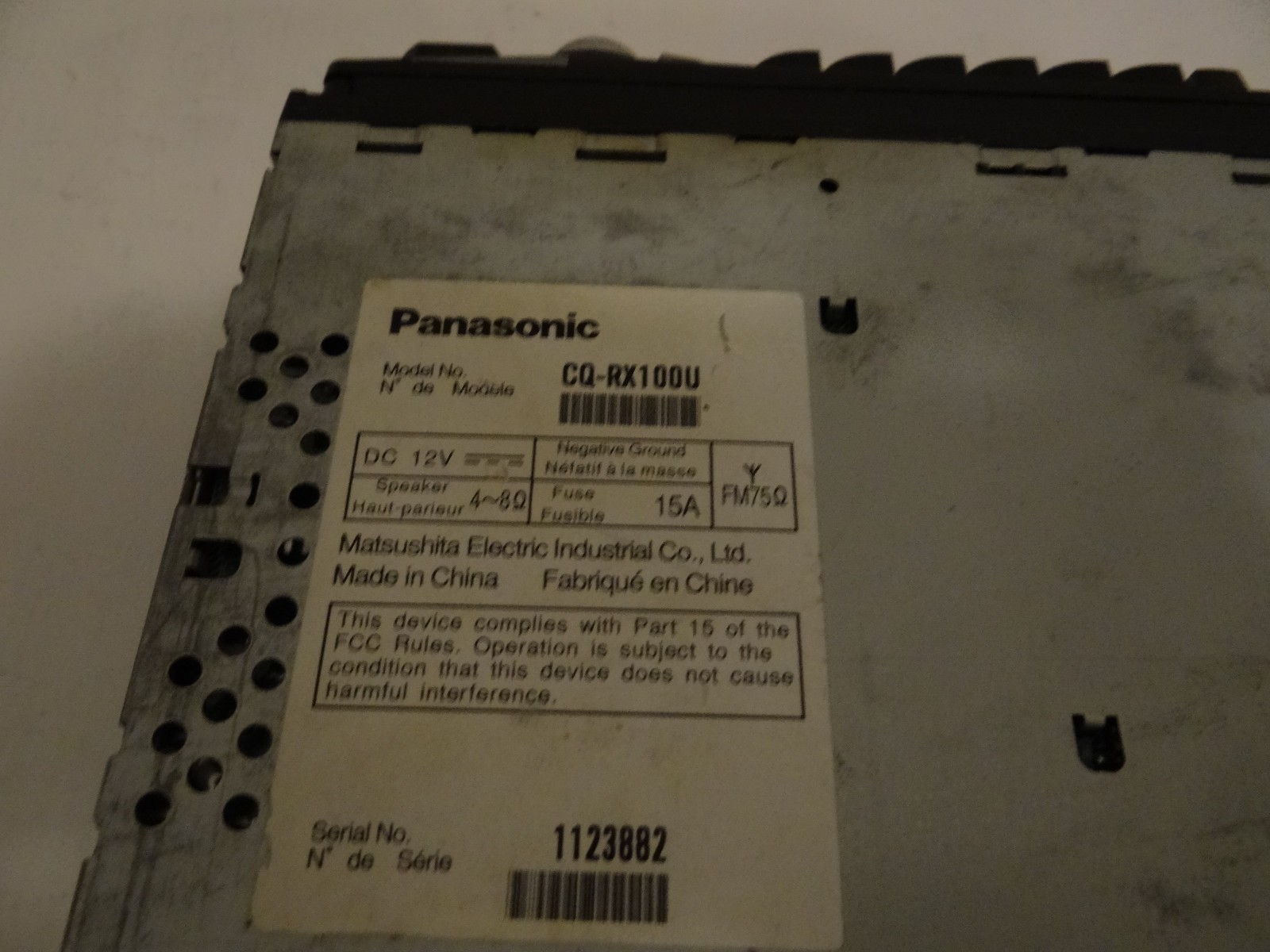 Panasonic CQ-RX100U MP3/WMA/CD In Dash Receiver 50Wx4