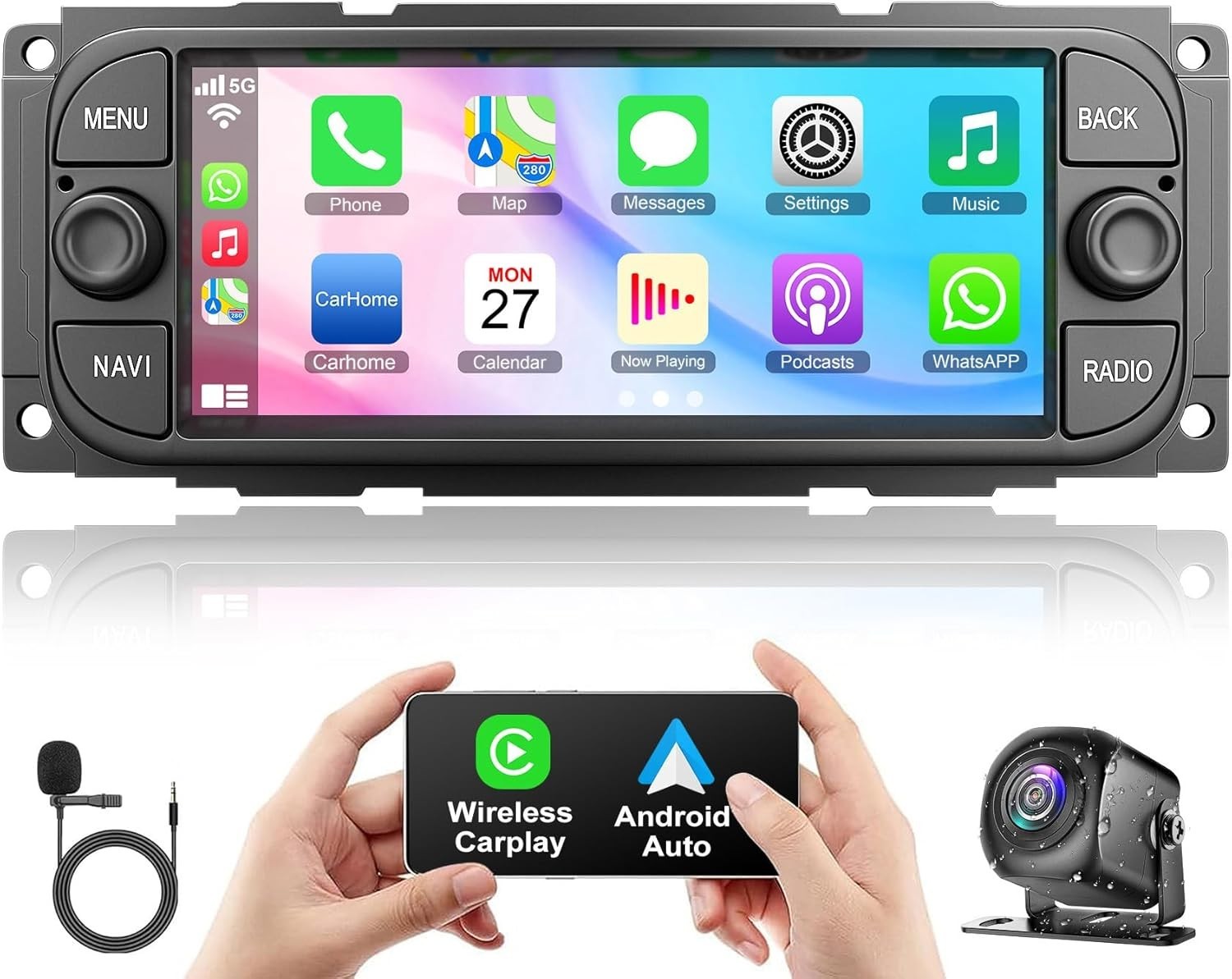6.8″ 8Core 4+64G Android Auto Carplay 2001-2007 Dodge RAM Jeep Wrangler Chrysler