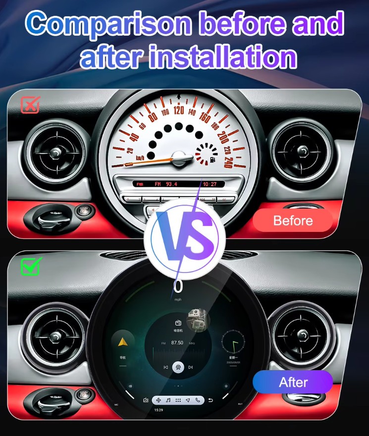 11.7″ Android Car Radio Stereo Carplay GPS For BMW Mini Cooper 2007-2016 R60 R56