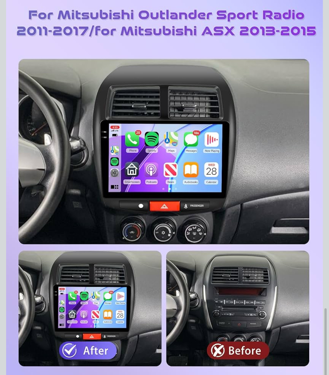 Android 15 Car Radio Mitsubishi Outlander Sport 2011-2017 4GB+128G 10.1″ Screen