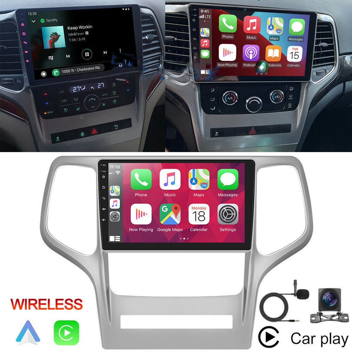 9” Car Stereo Radio For 2011-2013 Jeep Grand Cherokee Carplay Android 13 GPS