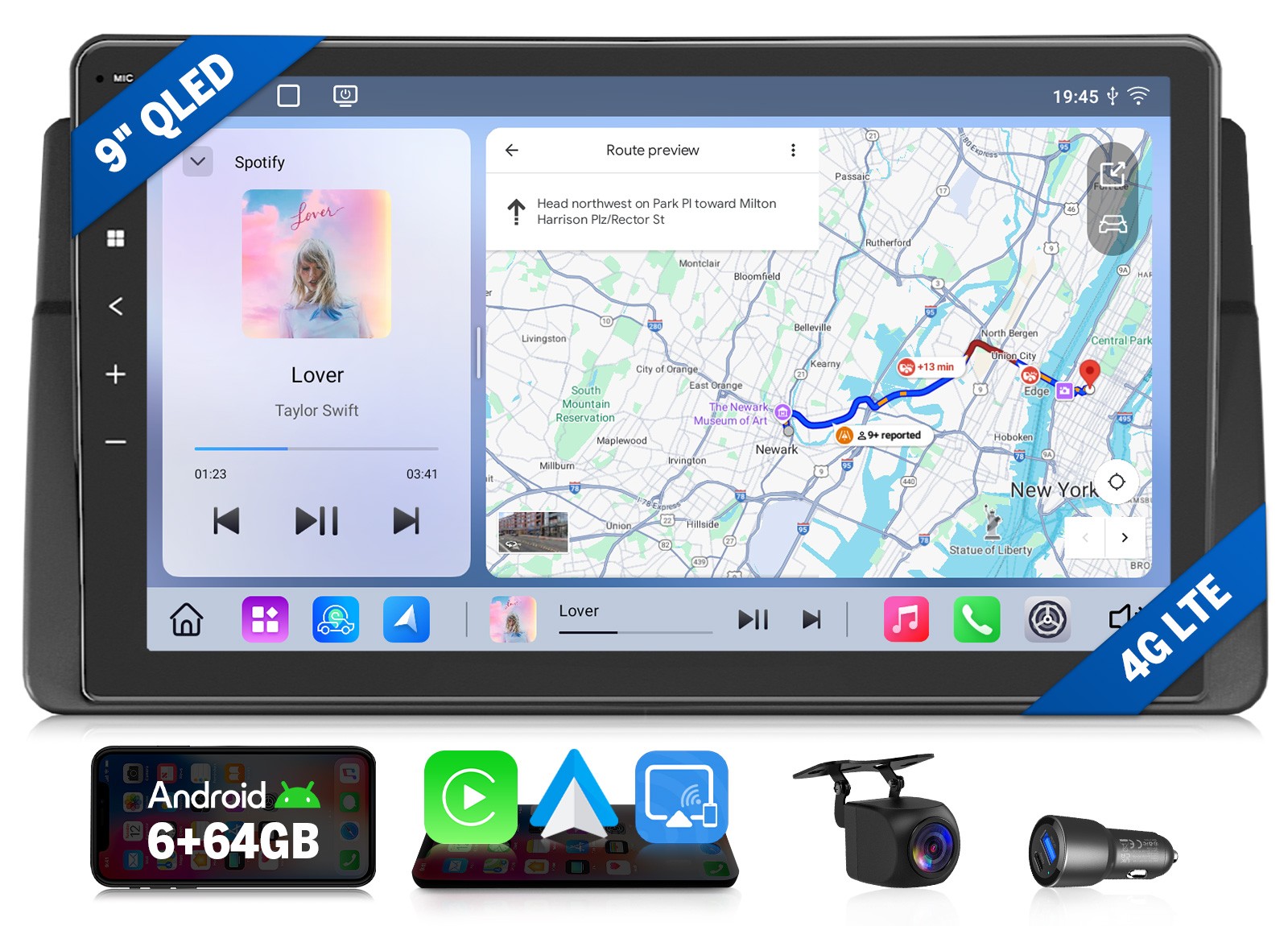 9″ QLED 6+64 Android Car Stereo for BMW E46 325i 330i M3 Wireless CarPlay 4G LTE