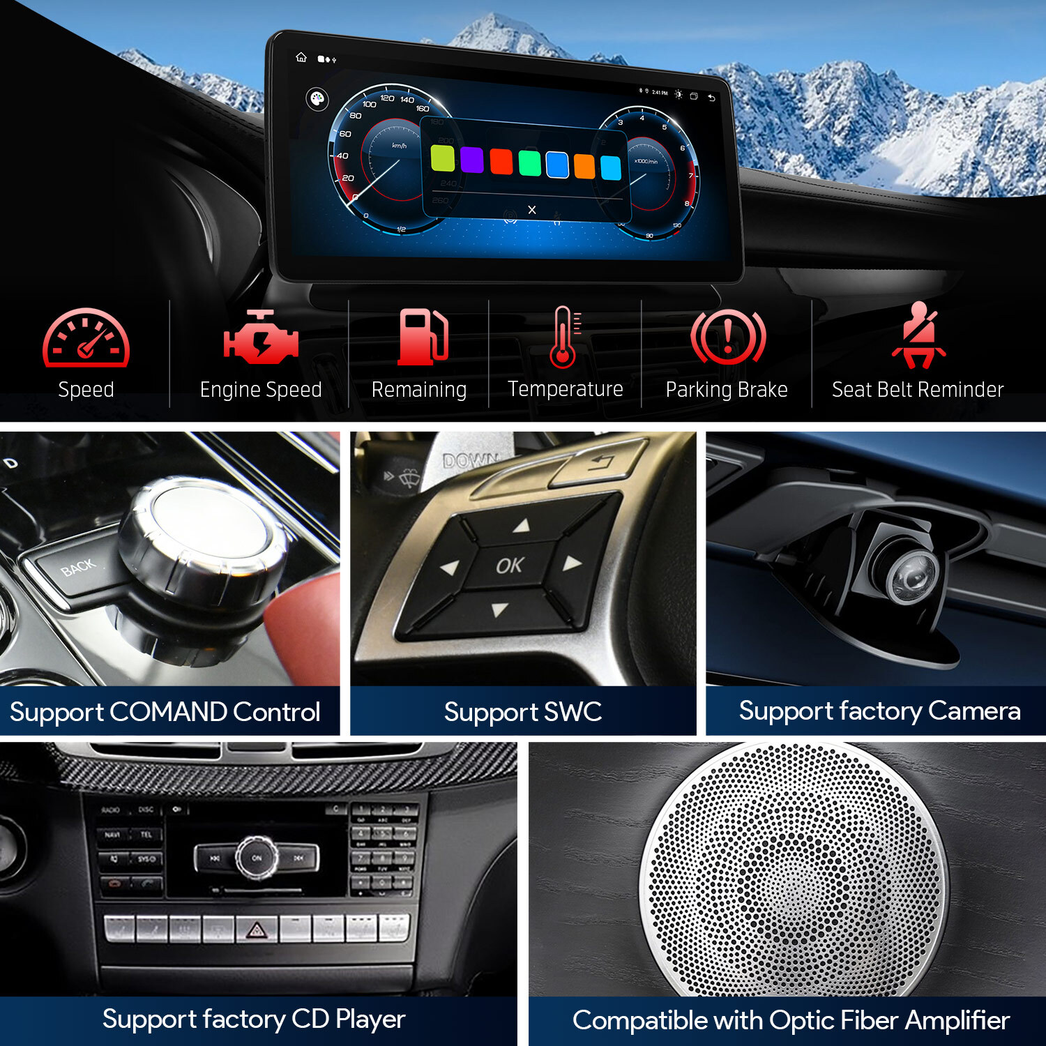 12.3″ Android 14 8-Core 64GB CarPlay Stereo GPS Navi WIFI For Benz CLS-W218 C218