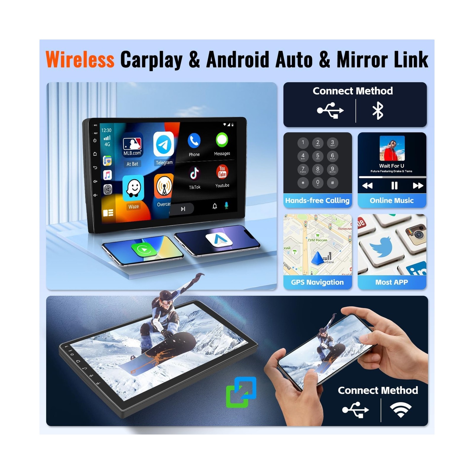 Android 15 Car Stereo for Hyundai Sonata 2009 2010 (Manual A/C) Wireless CarP…