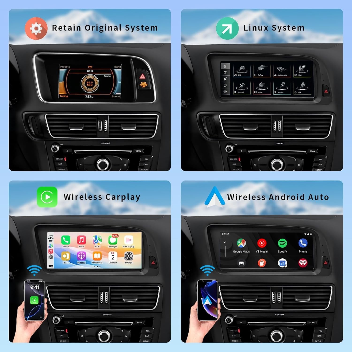 8.8″ Car GPS Stereo Radio Android Apple Carplay Bluetooth 128G For Audi Q5 09-17