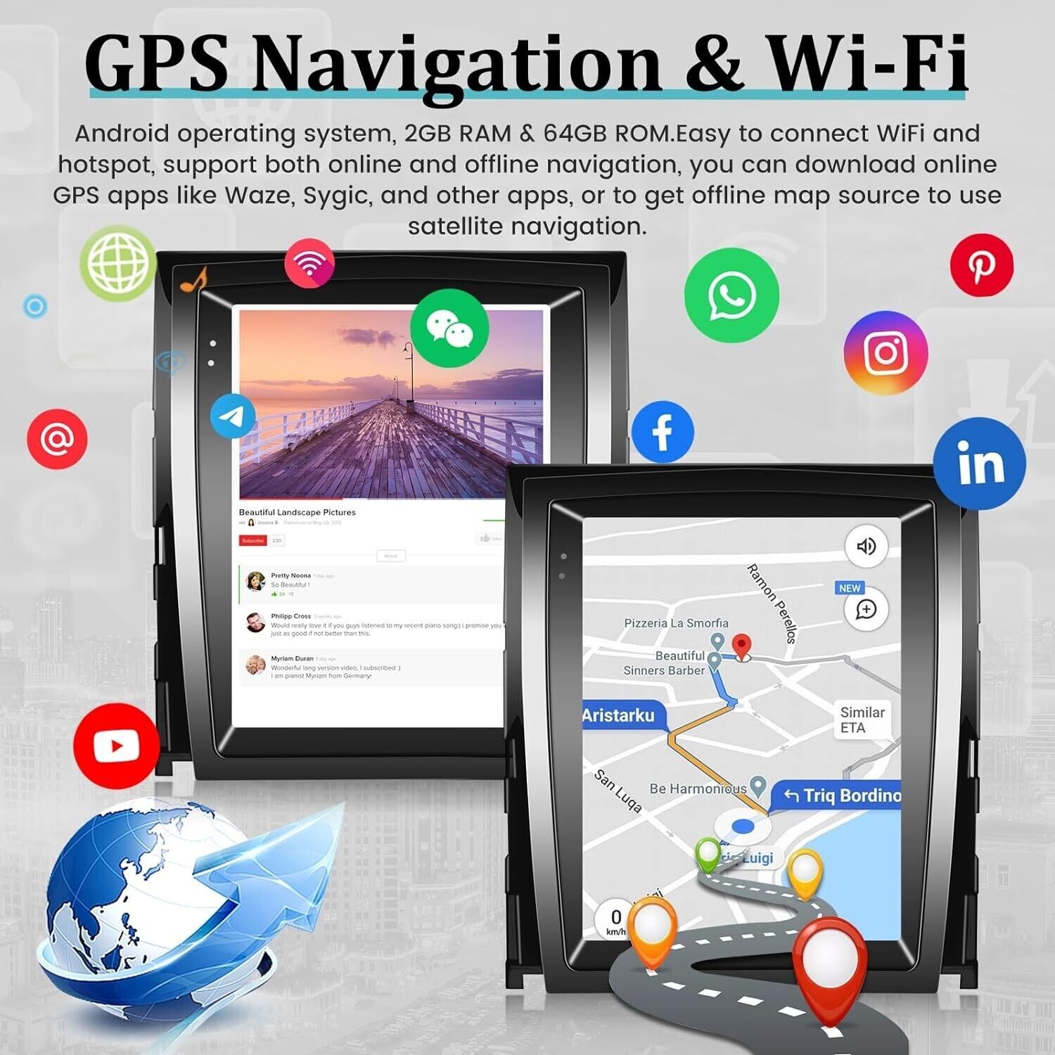 USED 9.7” Car Radio GPS Android Double DIN 2+32GB For Cadillac Escalade 07-14