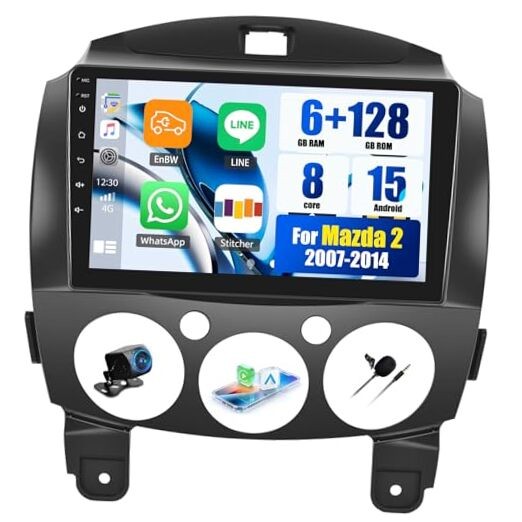 [] Android 15 Car Radio for Mazda 2 2007-2014,9″ Touchscreen 8 Core 6G+128G