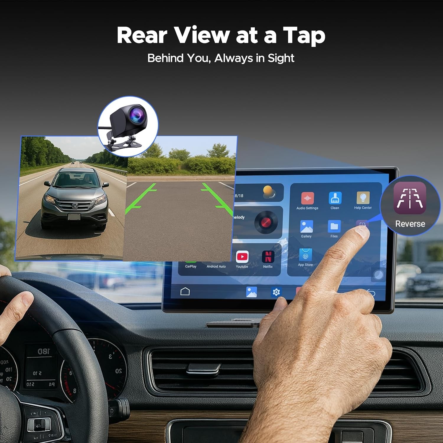 9”Carplay Screen for Car with YouTube/Net-Flix 3-in-1 Wireless Apple CarPlay