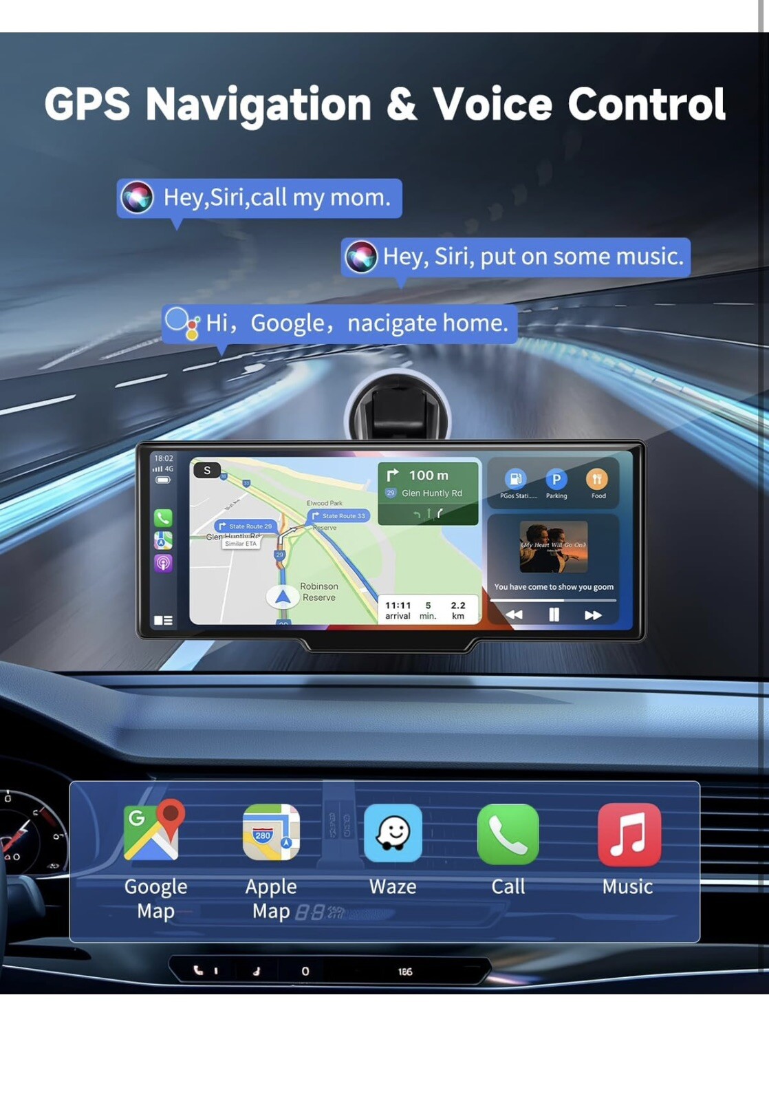 Wireless Portable Carplay Screen for Car – 10.26Inch Carplay & Android Auto C…
