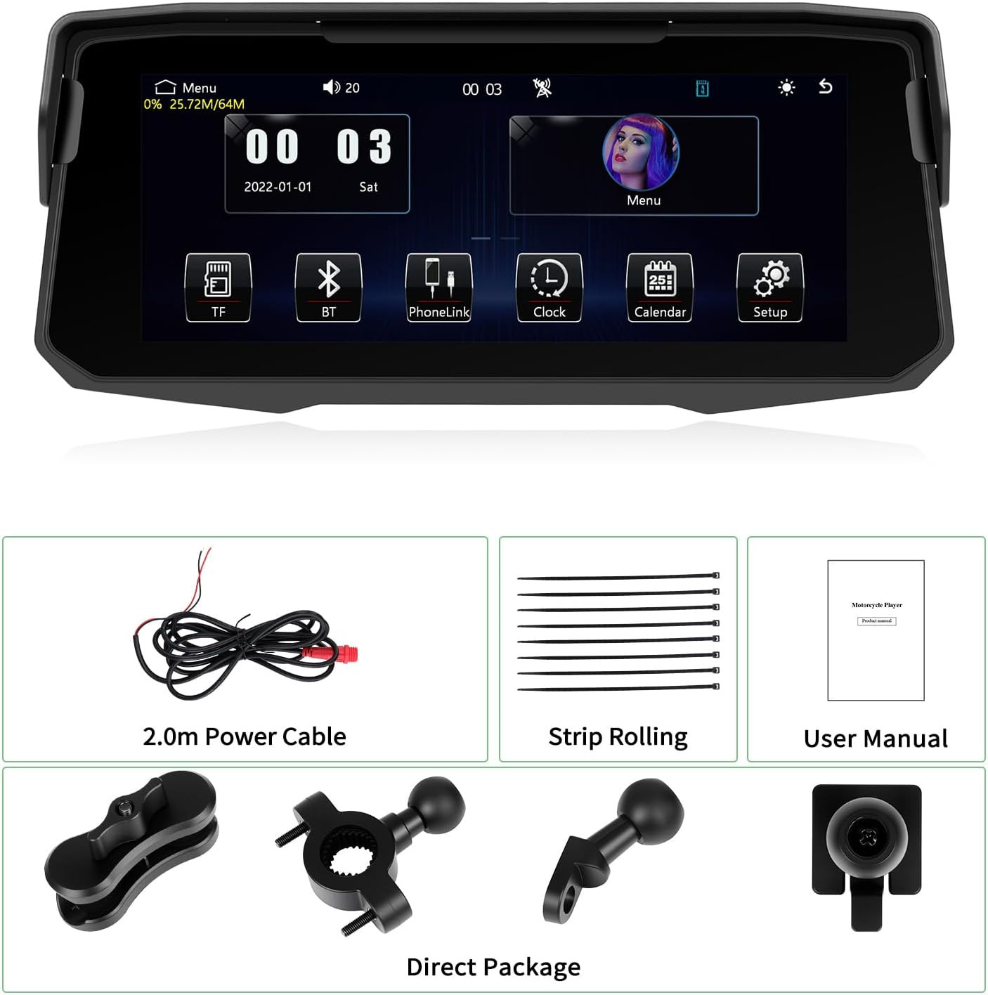 6.86 Inch Motorcycle Carplay Screen with Wireless Carplay & Android Auto, IP68 W