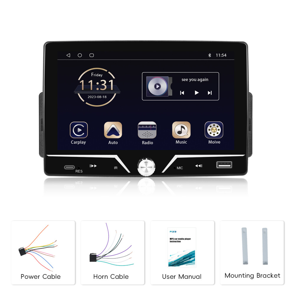 Single 1Din 7″ Touch Screen Stereo Bluetooth Radio Car Apple/Android Carplay GPS