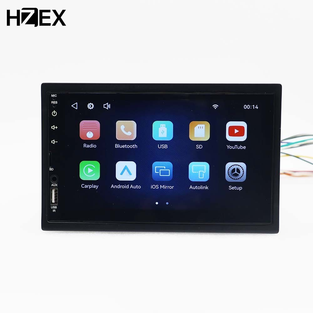 HZX-7CPA 7 Inch Double Din Car Stereo with Wireless Apple CarPlay & Android Auto