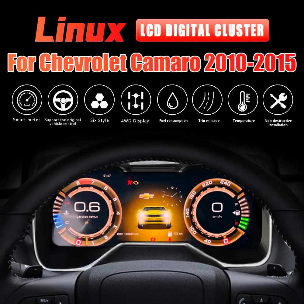 LCD Digital Instrument Cluster Speedometer Fits For Chevrolet Camaro 2010-2015