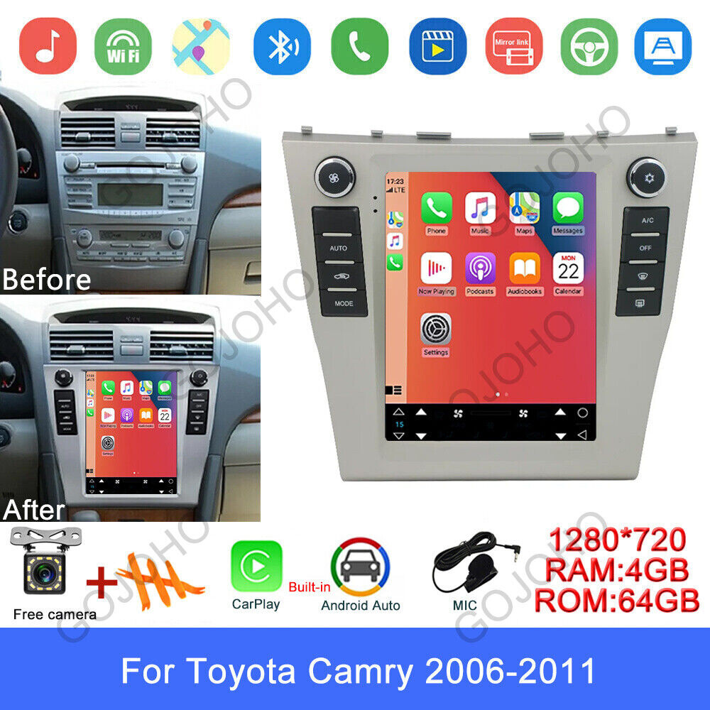 For 2006-11 Toyota Camry Radio Apple CarPlay Android 13 Car Stereo Touch Screen
