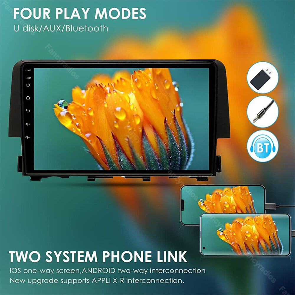 Android 12.0 For Honda Civic 2016-2020 2+32GB GPS Navi WIFI Car Stereo Radio BT
