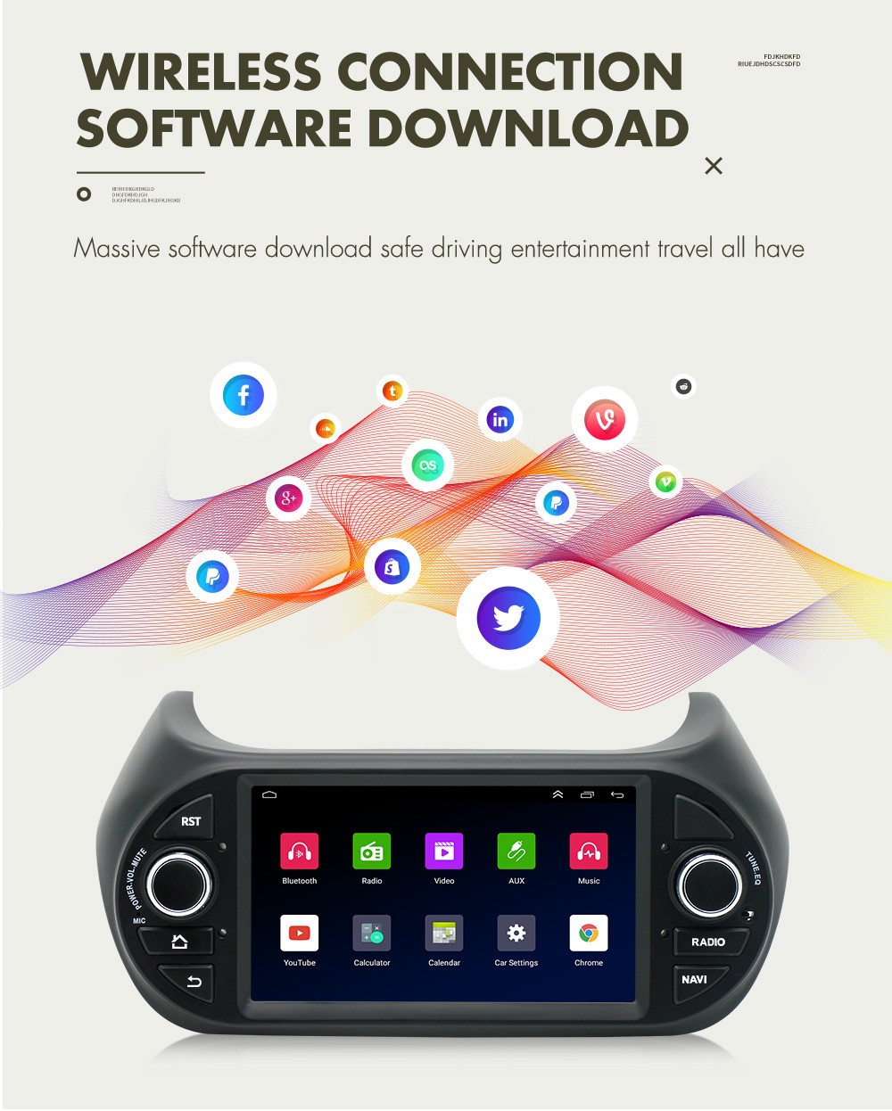 For 2008-2017 Fiat Fiorino Car Multimedia Stereo Player Mirror Link Navi SWC