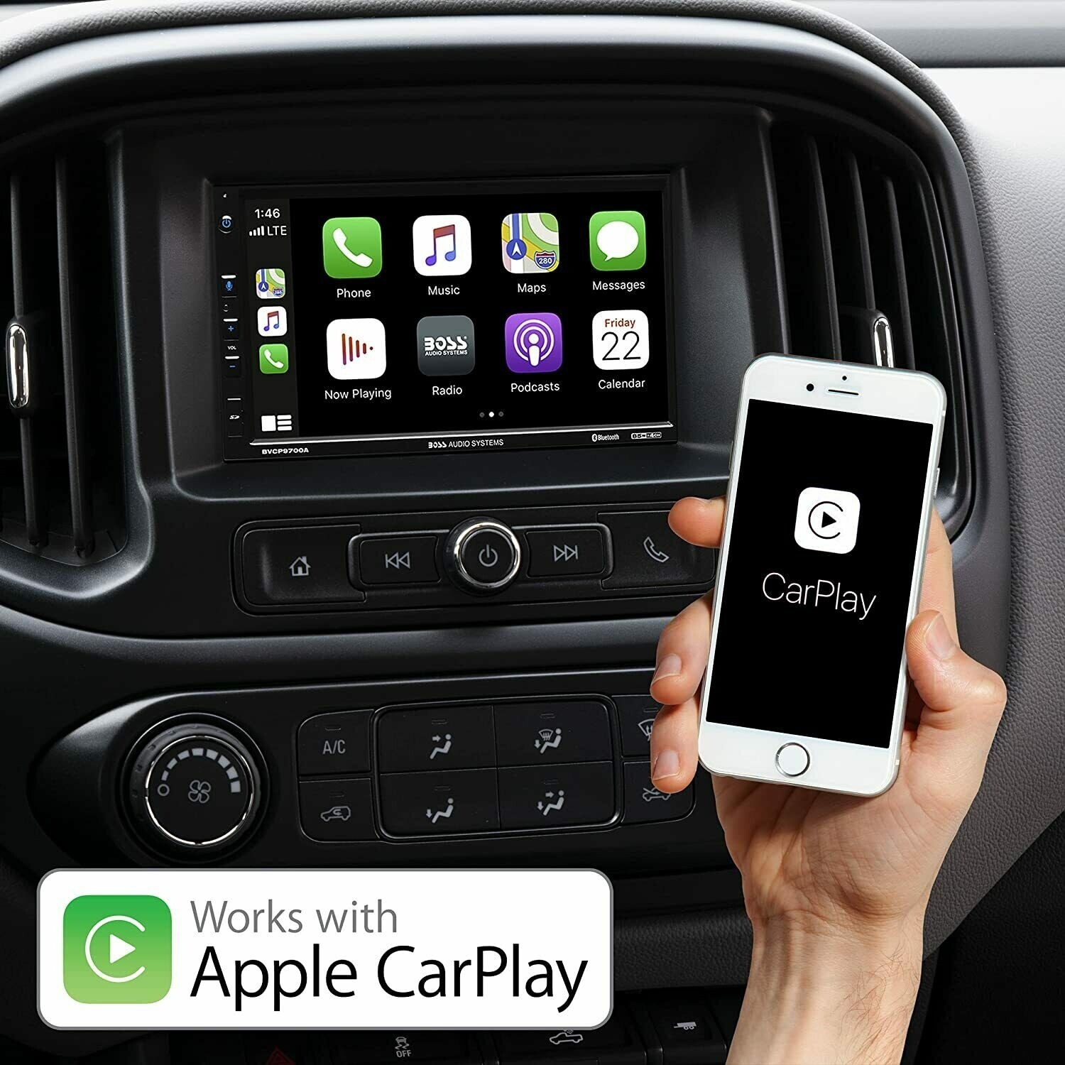 BOSS BVCP9700A Double 2 DIN 7″ Car Stereo Apple Carplay Android Auto Bluetooth