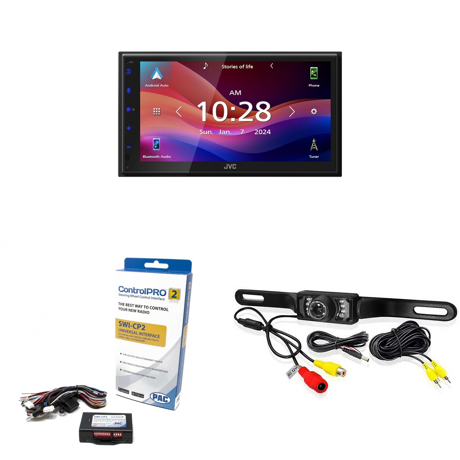 JVC KW-M590BT Digital Media Receiver Featuring 6.8″ Capacitive Touch Monitor,…