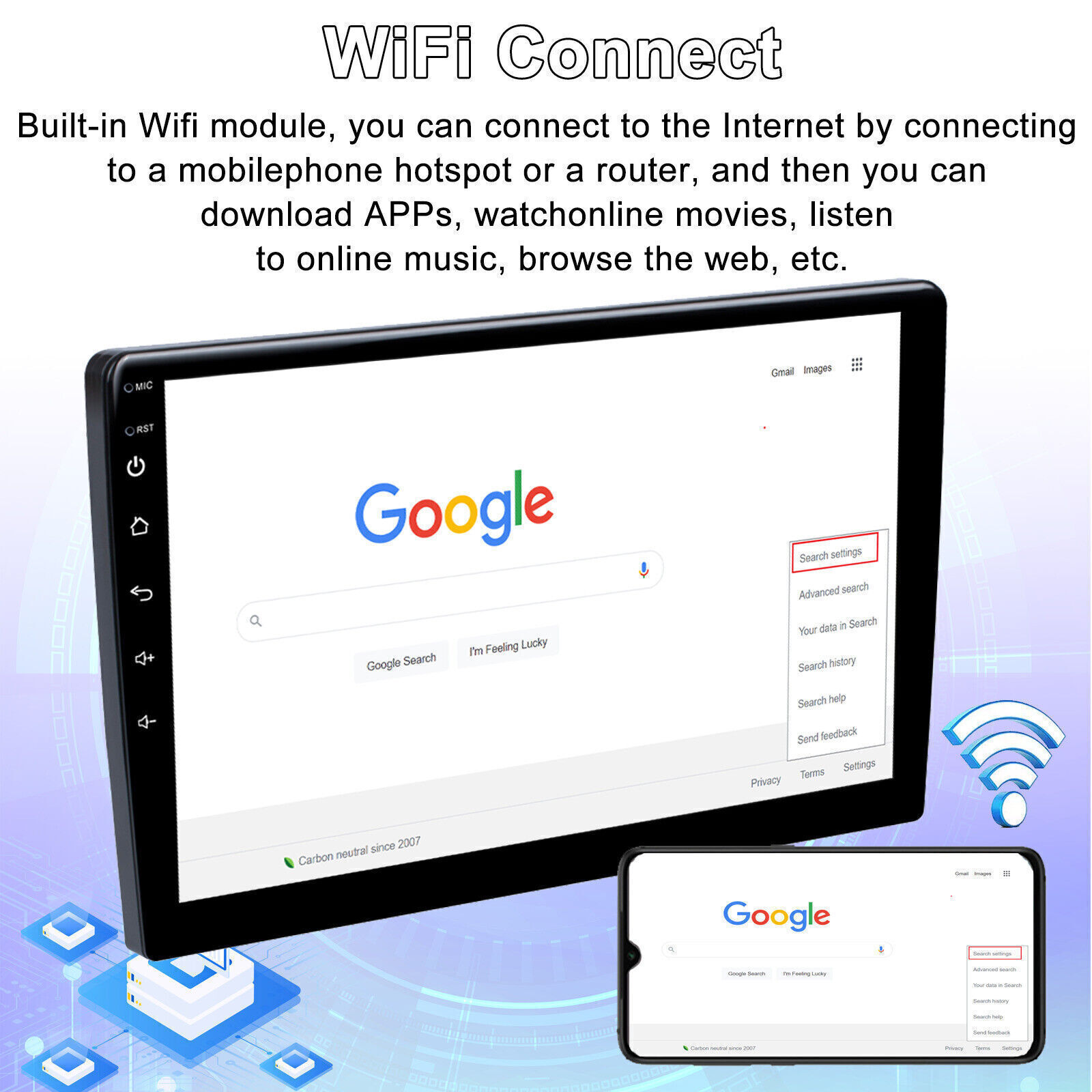 2 DIN Android 13 Head Unit Car Stereo CarPlay/Auto Radio Navi WIFI GPS Bluetooth