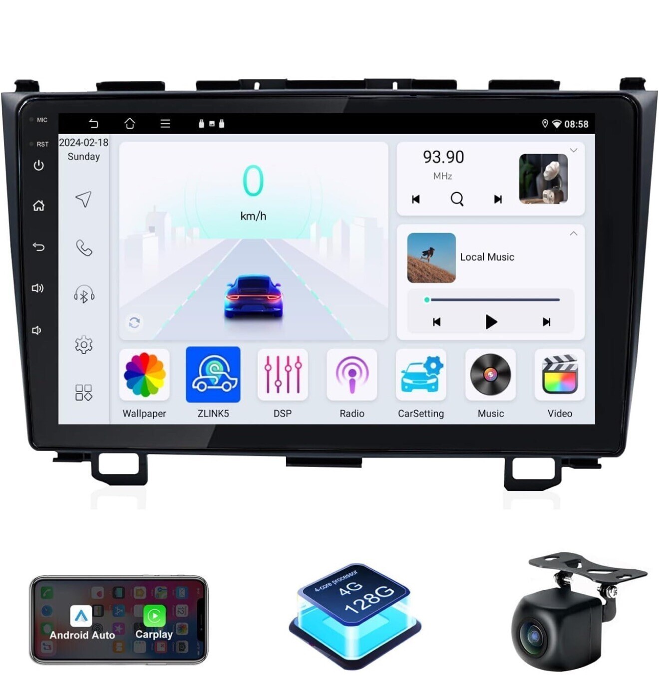 4+128G Car Stereo for Honda CRV 2007-2011 9” Touch Screen, Carplay, Android Auto