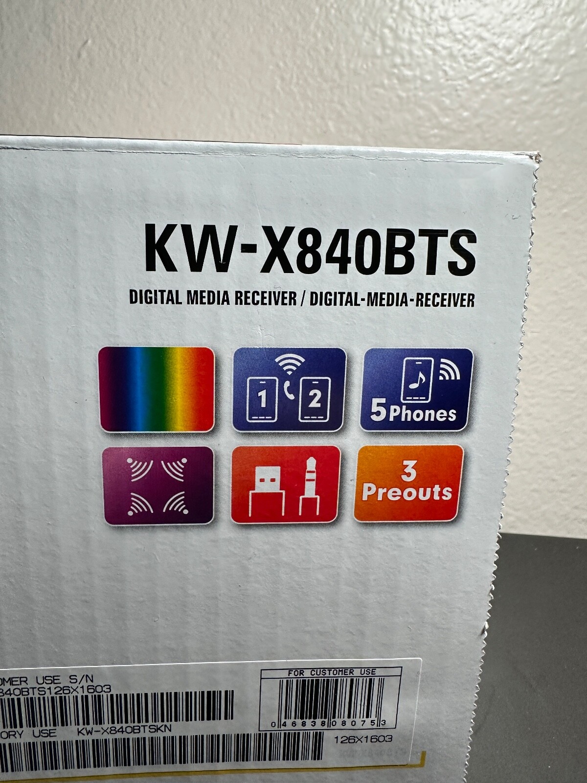 NEW JVC KW-X840BTS Bluetooth In-Dash Double-DIN Digital Media Receiver Black