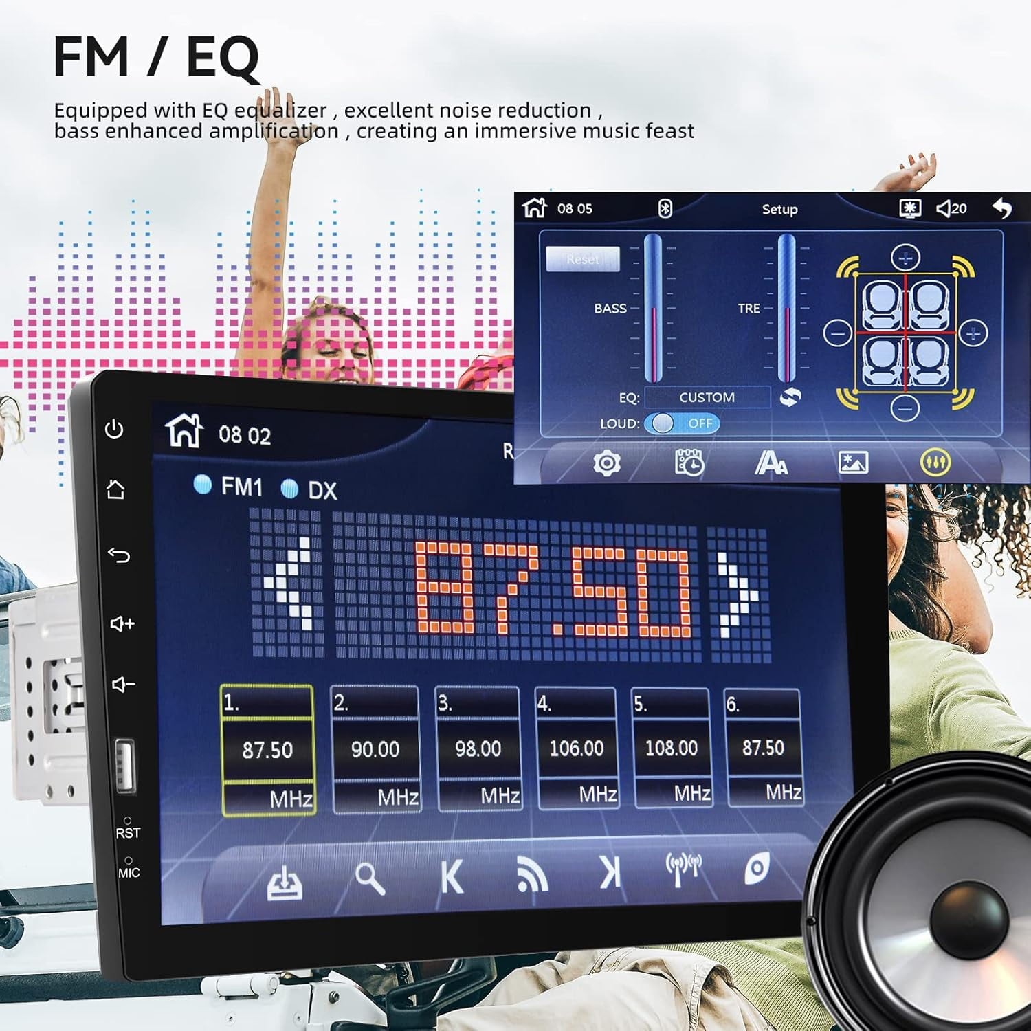 Podofo 9 in Single Din Car Stereo with Wired CarPlay, Android Auto, Mirror Link,