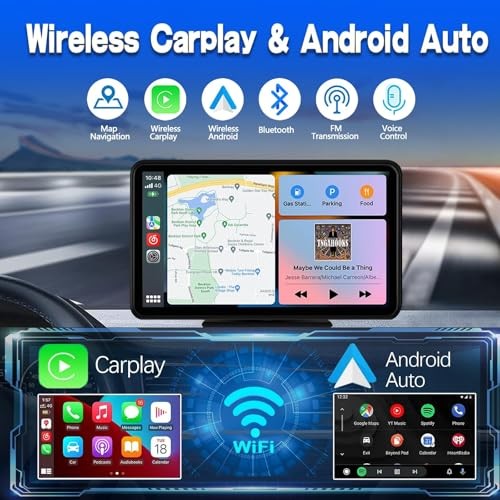 Carplay Screen for Car, 7” Wireless CarPlay & Android Auto- Upgrade Portable