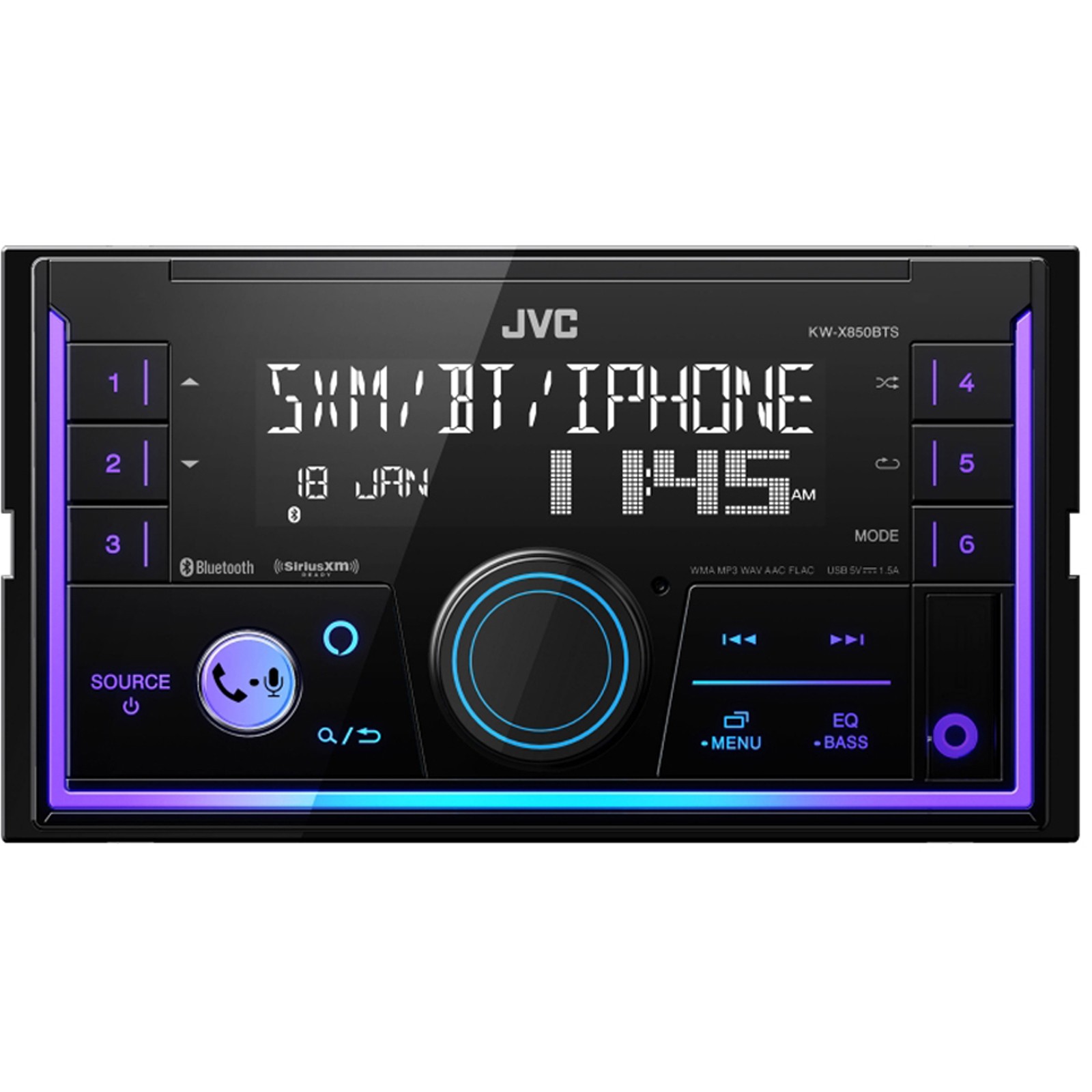 In-Dash Double DIN USB Bluetooth AM/FM Car Receiver, 4x 6.5″ 300W Speakers, Wire