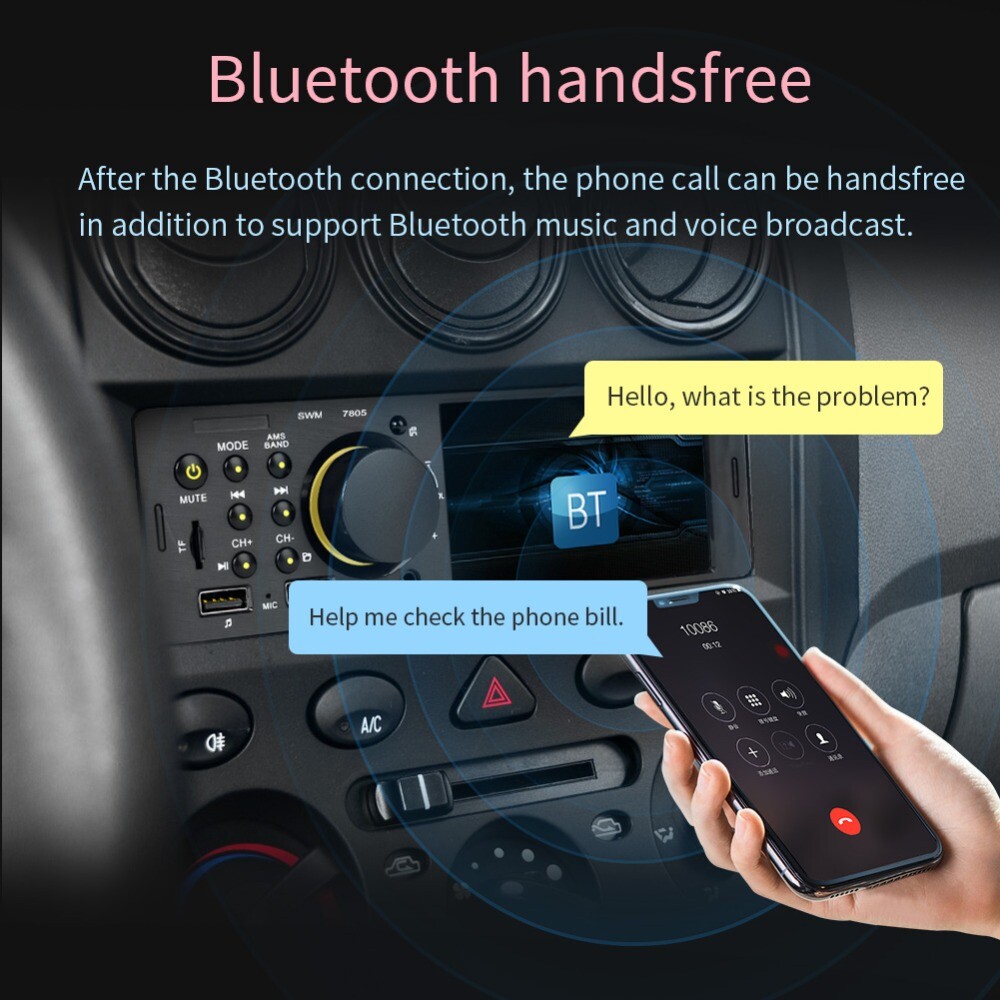 1Din 4″ Bluetooth Car Stereo Radio MP5 Player Touch Screen TF/USB/AUX/RCA