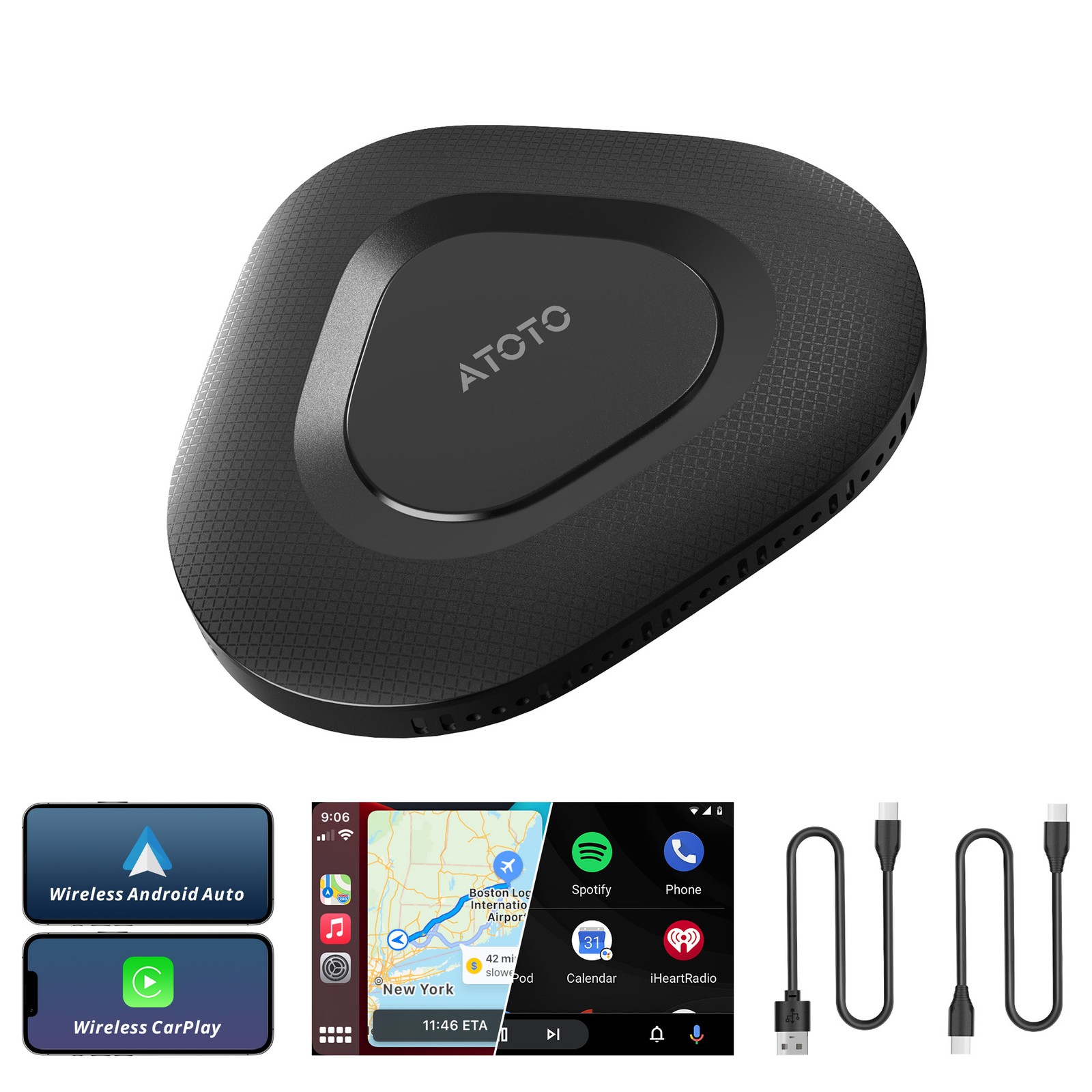 ATOTO Wireless Carplay Dongle Android Auto Adapter USB Car Connect Box Adapter