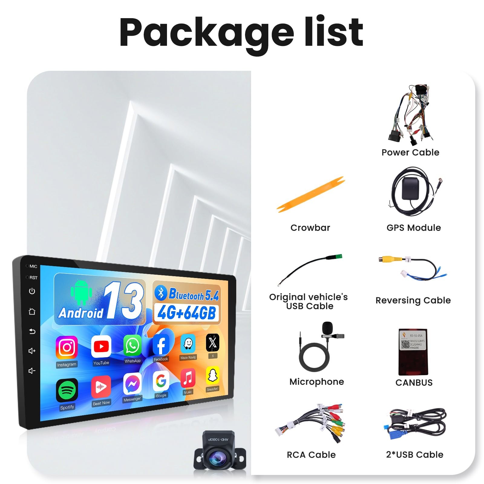 4+64G For Ford Escape 2013-19 Android AUTO Car Radio Stereo Carplay Nav 1280*800
