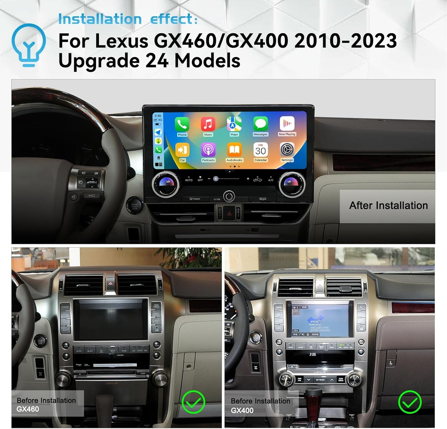 4+32GB Android Car Radio Stereo GPS Navi Carplay For Lexus GX400 GX460 2010-2020