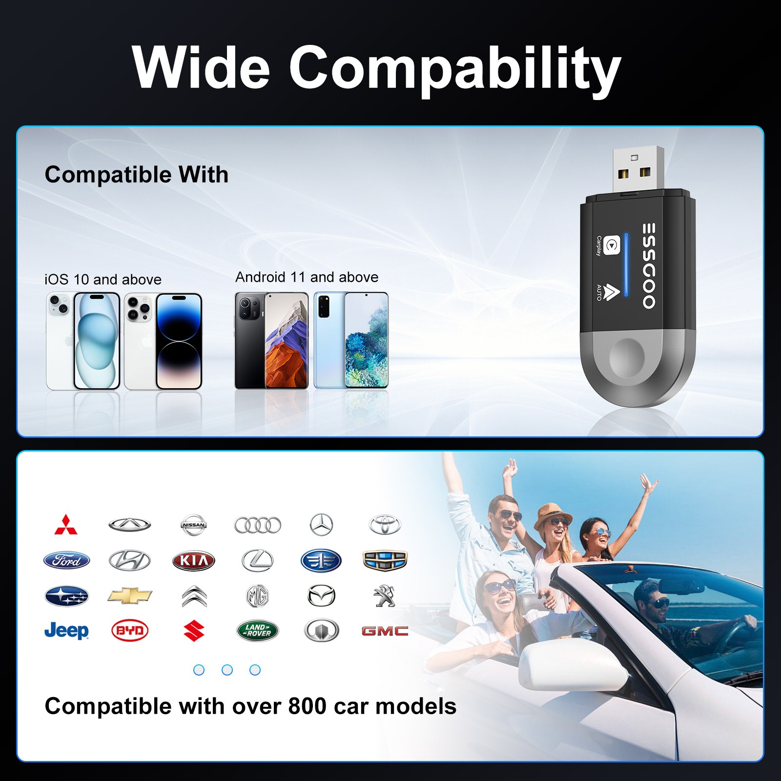 USB Wireless CarPlay Adapter For iPhone Apple Wireless Carplay Dongle Plug &Play