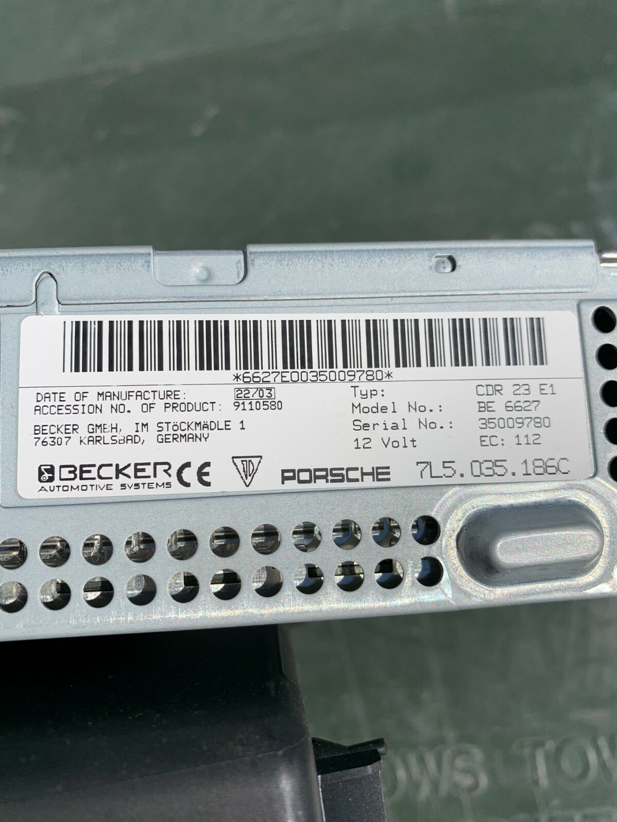 2003-2008 Porsche Cayenne S Factory CDR23 E1 AM FM Single CD Radio 7L5.035.186C