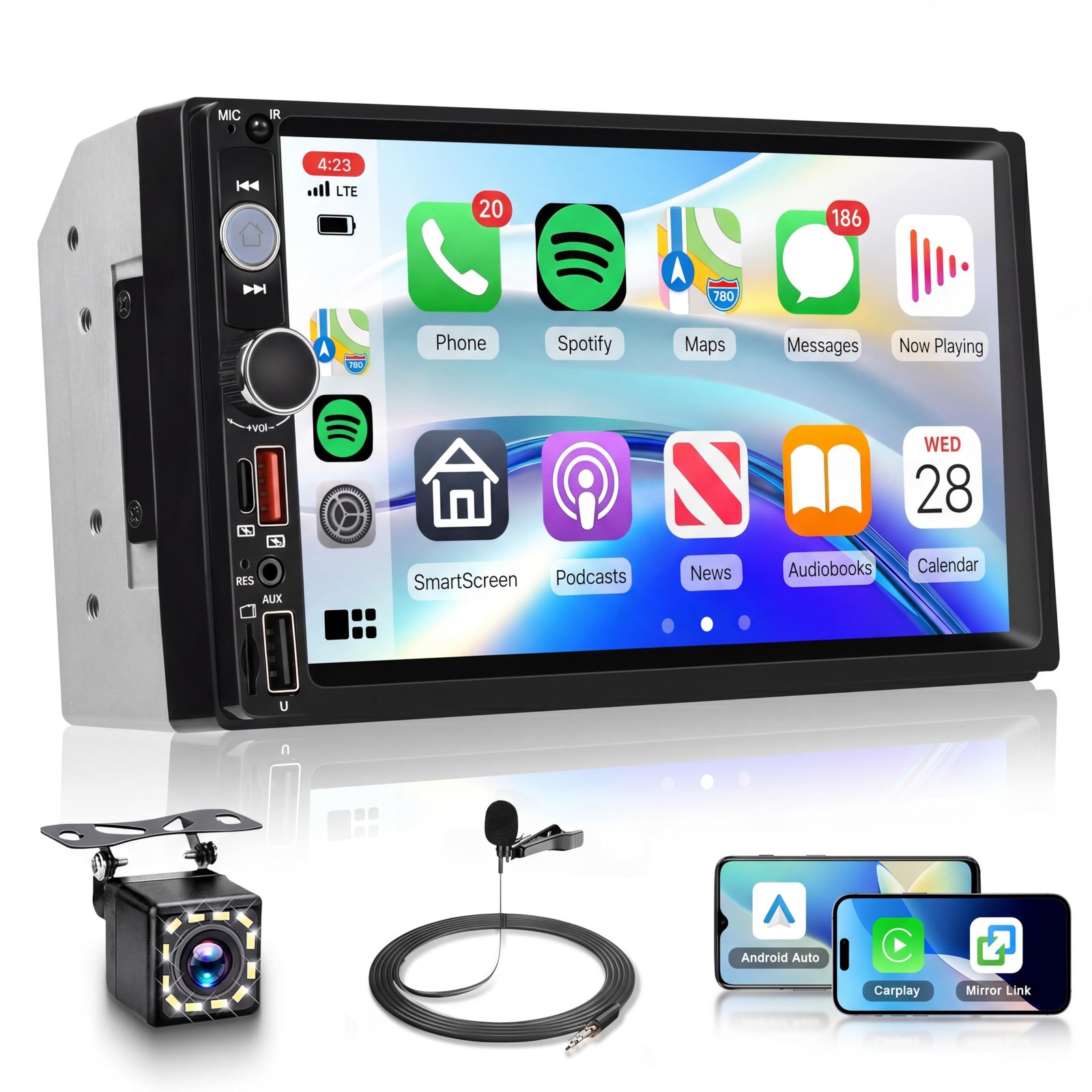 KYNNT 7 Inch Double Din Car Stereo, Wireless CarPlay Android Auto, 2 Din…