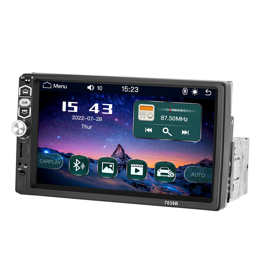 1 Din 7″ Car Stereo Radio Bluetooth Apple Carplay Touch Screen MP5 Player FM/EQ