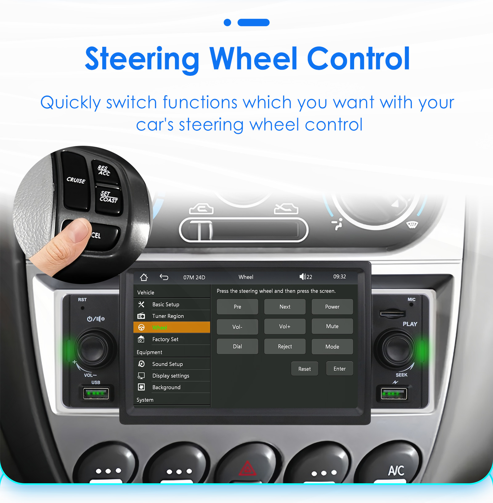 Single 1Din Car Stereo Radio Wireless Apple Carplay 5″ Touch Bluetooth DSP FM AM