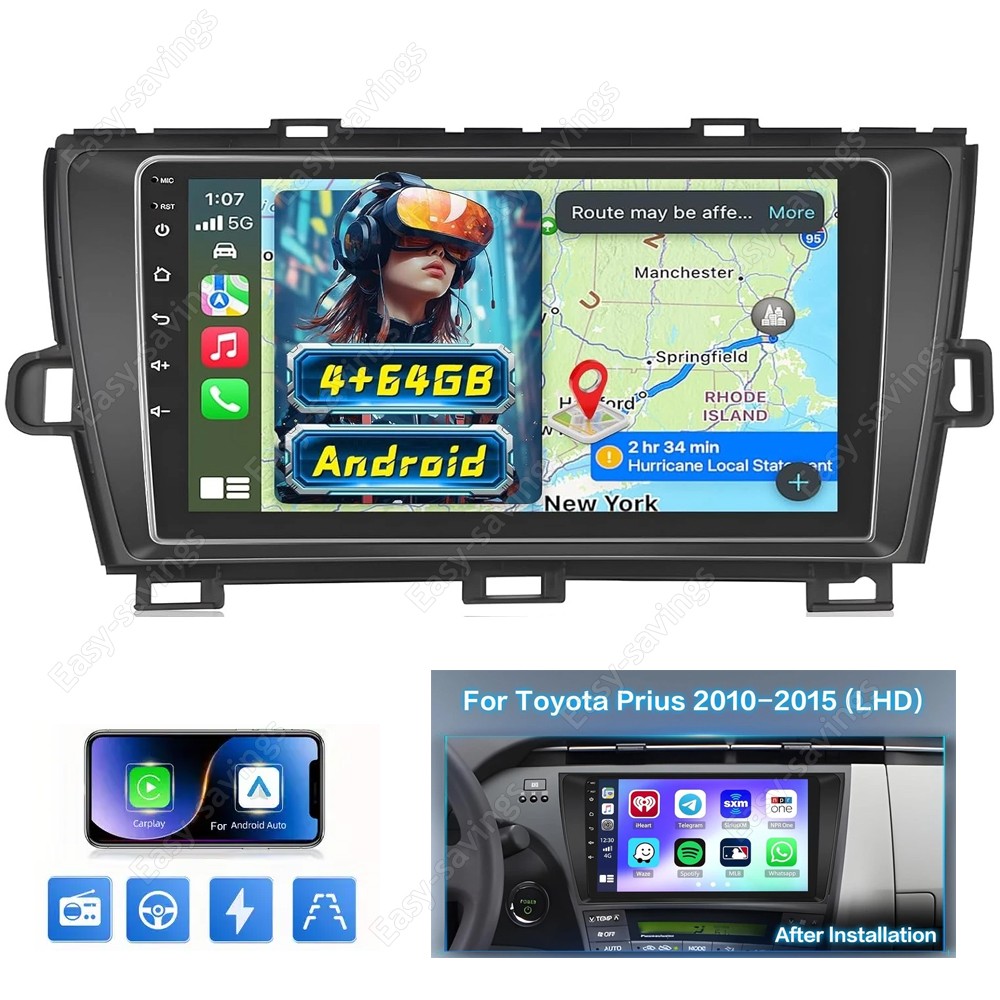 For Toyota Prius 2010-2015 Apple Carplay Car Stereo Radio Android GPS Navi 64GB