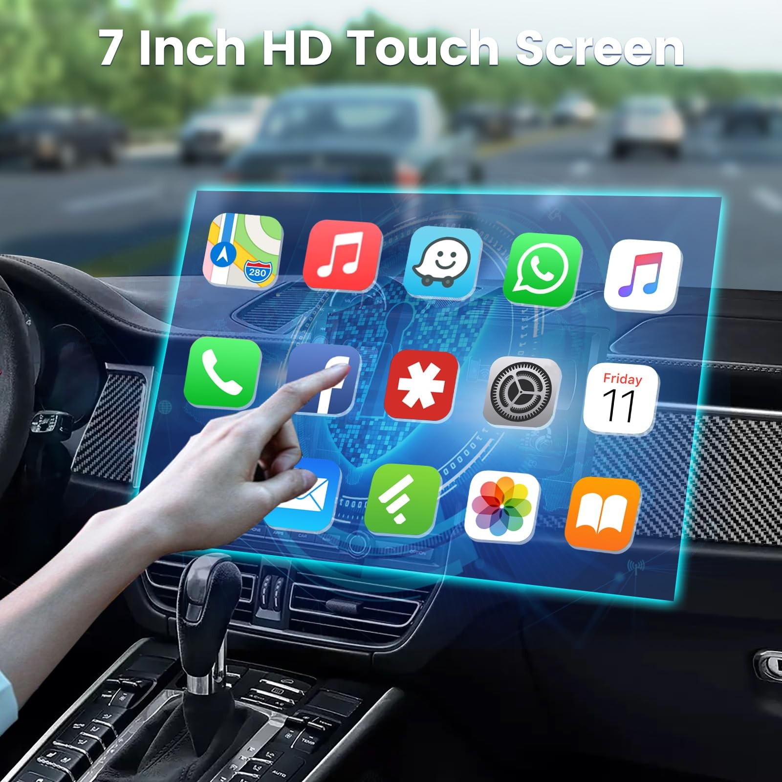 Single Din Car Radio with Bluetooth, Wireless Carplay ＆ Android Auto, 7 Inch …
