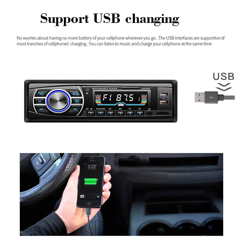 Single 1 Din In-Dash Car MP3 Player Car Radio Audio Unit Bluetooth FM/USB/AUX/TF